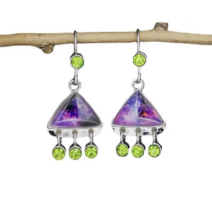Orecchini Pendenti a Triangolo con Dettaglio Frange Colorate, Design Vintage, Accessori Moda per Donne - Product Image 5