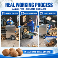 Machine à décortiquer la noix de coco sèche, machine à éplucher la noix de coco marron mature avec entraînement par chaîne et espacement réglable