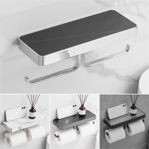 Zinc Alloy Modern Design Self-Adhesive <b>Wall</b>-Mounted Tissue Holder Toilet Paper Holder Hotel Engineering Perforated Roll Rack - Product Image 3