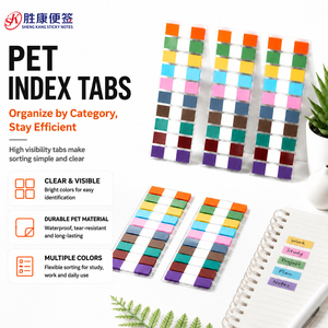 แท็บดัชนีใสแบบ PET หลากสี กันน้ำ ทนต่อการฉีกขาด ป้ายติดหน้ากระดาษแบบเหนียว สำหรับการจัดเรียงเอกสารสำนักงานและการเรียน - Product Image 1