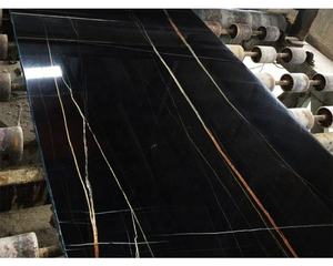 Luxe Nature Marbre Noir <span class=keywords><strong>Aziza</strong></span> Noir Et Or Marbre Pour Bar Hôtel Cuisine Table À Manger Dalle De Marbre Or Noir - Product Image 2