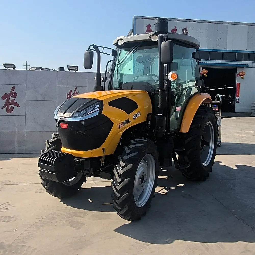 Tractor agrícola de 80hp de color amarillo, tractor agrícola a la venta