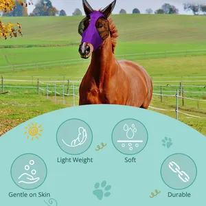 Fashionable Breathable Durable Soft Comfortable Horse Head Face Ear Anti Fly Nets Veils Horse Fly Masks