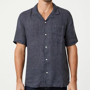 US AU <strong>UK</strong> Size Custom 100% <strong>Linen</strong> <strong>Man</strong> Classical Solid Color Open Collar Casual <strong>Shirt</strong> Short Sleeve Style for Vacation - Product Image 3