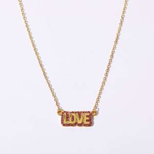 Collier <span class=keywords><strong>en</strong></span> acier au titane plaqué or 18 carats sans ternissure strass coloré <span class=keywords><strong>mots</strong></span> positifs espoir amour MAMA pour <span class=keywords><strong>elle</strong></span> - Product Image 4