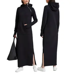 High Quality Fashion Casual Women's Sweatshirt Dress France Terry Soft Comfortable Loose Fit Home Daily Office Hoodie Dress