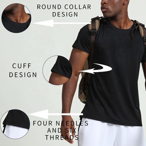 <span class=keywords><strong>Amazon</strong></span> Plain secado rápido transpirable suave poliéster Fitness correr entrenamiento atlético deporte hombres gimnasio camisetas ropa camiseta para hombres - Product Image 2