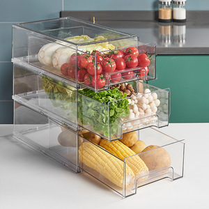 Refrigerator <b>Drawer</b> Organizer Transparent <b>Storage</b> <b>Box</b> With Handle Kitchen Food Container Large Capacity Vegetable Fruit - Product Image 3
