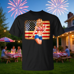 Camiseta sexy con bandera americana para mujer rubia, camiseta del 4 de julio - Product Image 3
