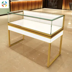 Best Price New Shop Design Strong Aluminum Legs Portable Glass Tabletop Easy Movement Jewelry Shop Fitting Display