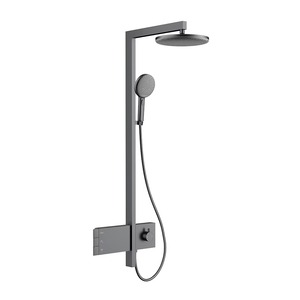 Wall Mount Brass Rain <b>Shower</b> <b>System</b> With Slide Bar Thermostatic Faucet Minimalist Design Polished Finish 37.6in Bathroom - Product Image 6