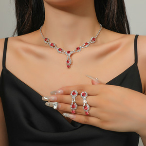 Hot Bán Phòng Thí Nghiệm Grown Của <span class=keywords><strong>Ruby</strong></span> Vòng Cổ Hình Bầu Dục Kim Cương Thương Hiệu Đồ Trang Sức Sang Trọng Tốt 925 Sterling Bạc Trang Sức Set Cho Phụ Nữ - Product Image 2