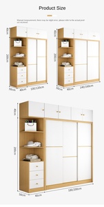 Armario Deslizable Portátil para Dormitorio, Ancho 100cm, Armario con Puerta Corredera para Dormitorio, Almacenamiento para Habitación <span class=keywords><strong>de</strong></span> <span class=keywords><strong>Alquiler</strong></span>, Armario <span class=keywords><strong>de</strong></span> Almacenamiento - Product Image 6