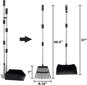 Heavy Duty Long Handle Stainless Metal Tray and Rake Set <b>Pet</b> Dog Pooper Scooper for Dog - Product Image 6