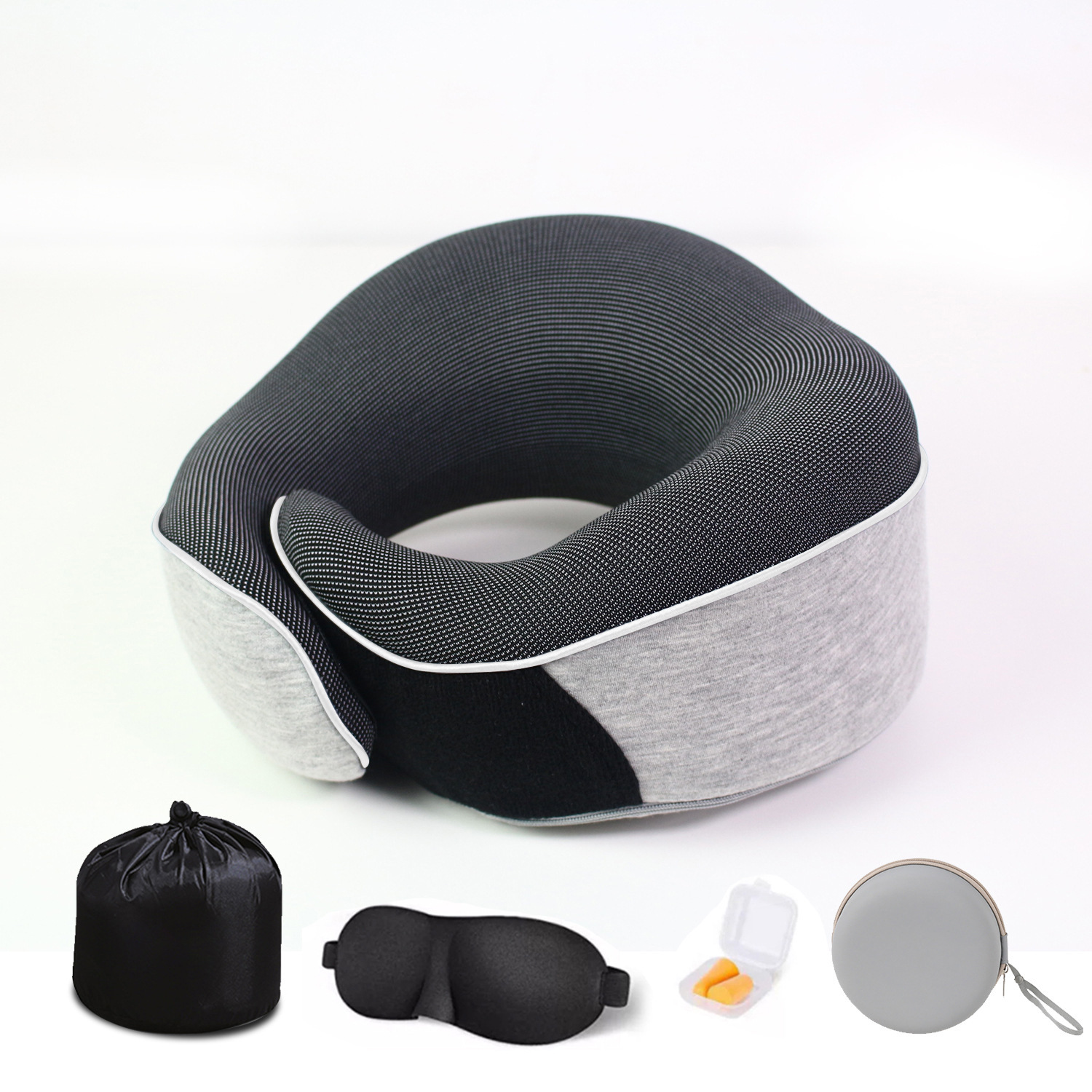 Ensemble masque pour les yeux et bouchons d'oreilles gris clair EVA