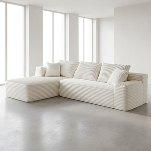 L Shape <strong>Sofa</strong> Bed Convertible Modern Rectangular Modular Chenille White 4 Seater <strong>Long</strong> <strong>Sofa</strong> <strong>Set</strong> - Product Image 5