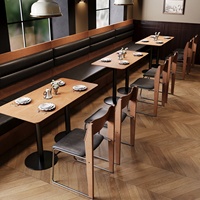 Ensemble table et chaises de style industriel pour restaurant occidental, canapé de banquette rétro pour café, chaises de salle à manger simples pour snack-bar