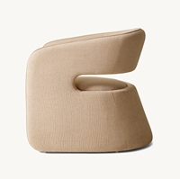 GIA Nouveau design Chaise simple à dossier ouvert Salon Chaise en tissu blanc Mobilier d'intérieur Fauteuil canapé simple à dossier incurvé souple