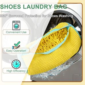 Chenille Shoe Cleaning Bag for Washing Machine and Washer Prevents Scuffs Reusable Durable Portable Foldable Bathroom Use - Product Image 2