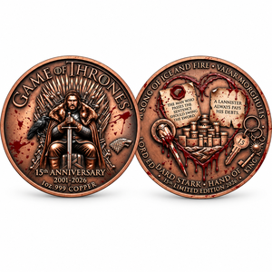 Moneta Commemorativa 3D in Rilievo del 15° Anniversario <span class=keywords><strong>di</strong></span> <span class=keywords><strong>Game</strong></span> <span class=keywords><strong>of</strong></span> <span class=keywords><strong>Thrones</strong></span>, Placcata in Rame Rosso con Custodia in Acrilico, Regalo da Collezione - Product Image 4
