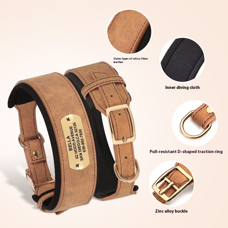 Custom Engraved Durable Floral Leather Pet