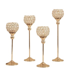 Home Decor Gold Glass <strong>Candlestick</strong> Stand <strong>Silver</strong> Metal Crystal Candle Holders for Wedding Table - Product Image 4