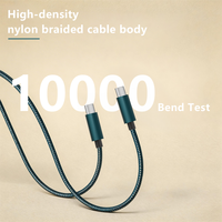 Câble de données USB Type-C 2.0 480 Mbps 5A à charge rapide en nylon BWVV pour téléphone portable et écouteurs - Longueurs 1M/2M