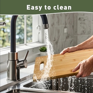 Ensemble de 3 grandes planches à découper écologiques en bambou au design rustique avec logo laser <span class=keywords><strong>pour</strong></span> viande <span class=keywords><strong>fromage</strong></span> cuisine <span class=keywords><strong>Noël</strong></span> - Product Image 6