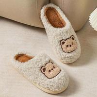 StepGrace vente en gros hiver dessin animé coton pantoufles femmes Couples intérieur semelle épaisse belles chaussures en coton antidérapant chaud cheveux vadrouille