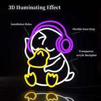 Lampe décorative LED Néon Canard, thème dessin animé mignon, lampe créative pour chambre à coucher, bureau, maison, cadeau pour enfants, lumineuse, étanche IP65