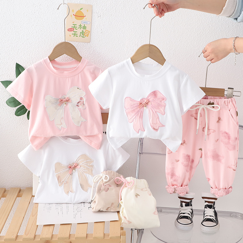Custom Logo Cotton Girls Clothing Sets