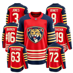 Maillot de hockey sur glace # 3 Jones/ # 16 Barkov/ # 19 Tkachuk/ # 9 Bennett/ # 63 Marchand/ # 72 Bobrovsky Short imprimé personnalisé 100% polyester - Product Image 1