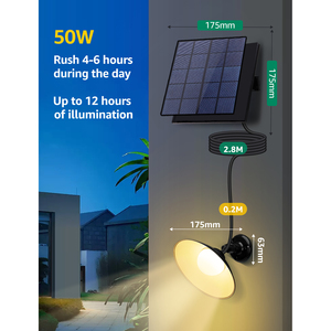 Aigostar 50W 500LM parete solare all'aperto IP65 lampada solare telecomando 500LM sensore di movimento luce per illuminazione giardino - Product Image 2