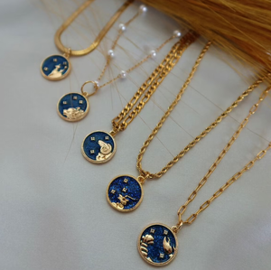 Collier signe du zodiaque plaqué or 18 carats Accessoires de bijouterie Astrologie en acier inoxydable Bijoux zodiaque céleste Collier horoscope - Product Image 2