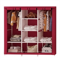 Armoires en tissu sur pied en acier inoxydable anti-poussière, pliables, multicouches, style vintage, grande capacité