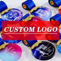 Logo personnalisé gravé personnalisé Sublimation Blancs Rond Transparent Awards Médaille de cristal de verre pour la sublimation
