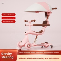 Trottinette pliable de luxe 4 en 1 pour enfants de 0 à 3 ans, multifonctionnelle, 4 roues, trotteur pour bébé, marcheur à roulettes en plastique