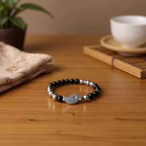 Bracciale con perline Angelina Tai Chi in acciaio inossidabile, fatto a mano, unisex, gioiello alla moda, idea regalo - Product Image 2