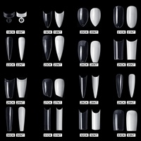 Kit de 500 Uñas Postizas en Bolsa, Uñas Acrílicas Francesas Completas y Medias, de ABS, para Manicura de Dedos de Manos y Pies, Forma C, 10 Tamaños