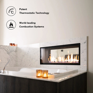 Cheminée à gaz flottante MEISU.CH personnalisable, 2 faces NG/LG, 1524x380x720mm, inserts en verre pour foyer intérieur, 60 pouces - Product Image 3