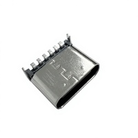 Connecteur USB femelle Type-C 6 broches, 2 pieds, L6.8mm, coque en acier inoxydable, pour carte de circuit imprimé (DIP), charge rapide, 3A, 5V, en cuivre