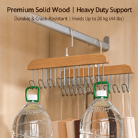 Porte-sangles en bois massif avec 8 crochets, support de rangement multifonctionnel pour sous-vêtements, soutien-gorge et débardeurs pour placard (vente en gros)