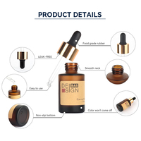 Flacon compte-gouttes en verre pour sérum, huiles essentielles et soins de la peau, transparent ambré épais, 1 oz, 30 ml, 60 ml, 30 ml, 50 ml, personnalisable