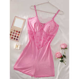 ชุดชั้นในลูกไม้สีชมพูสำหรับผู้หญิงอ้วนชุดนอนลูกไม้กระชับสัดส่วนขนาดพลัสไซส์ความงามของ B31302 - Product Image 3