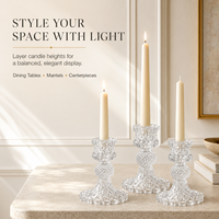 Lot de 4 bougeoirs coniques en verre transparent de 4 pouces, coupe diamant, pour centre de table de mariage et décoration intérieure