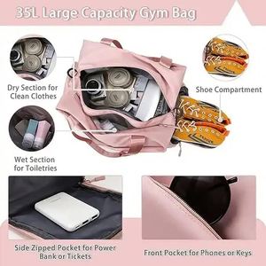 Sac de sport grande capacité durable 2024 en promotion pour femme, portable pour la gym, en tissu imperméable, sac de sport et sac de voyage - Product Image 3