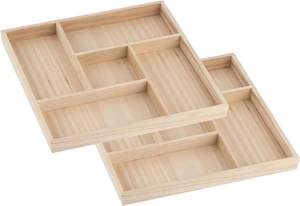Деревянный разделенный сервировочный поднос 12X12 дюймов в упаковке из 9 секций, поднос для конфет, тарелки для овощей и фруктов - Product Image 3