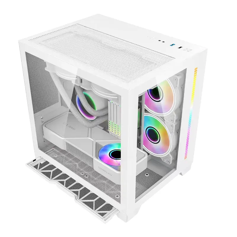 Funda para PC con ventilador RGB, cubierta para ordenador y torres de PC, superventas, entrega rápida, precio de fábrica, bajo pedido, ATX/micro-atx