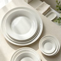 Assiettes plates en porcelaine blanche unie de qualité alimentaire, compatibles micro-ondes et lave-vaisselle, pour la restauration à domicile