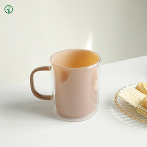 Taza de <span class=keywords><strong>doble</strong></span> pared de vidrio de borosilicato alto, cerámica moderna resistente al calor para té de capuchino, Latte Té Espresso, bebidas calientes - Product Image 6